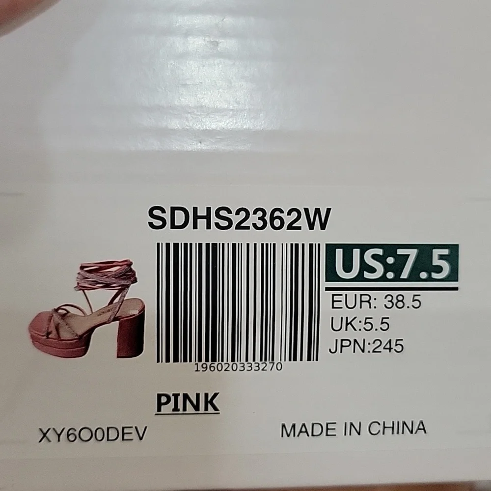 Dream Pairs pink platform heel lace up rhinestone tie strap chunky heel 7.5 NEW…